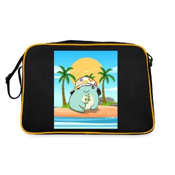 Coconut Girl Aesthetic Kawaii Frog Summer Beach - Retro Tasche - Schwarz/Gold - Hinten