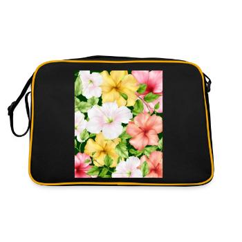 Coconut Girl Aesthetic Hibiscus Pattern - Retro Tasche - Schwarz/Gold - Hinten