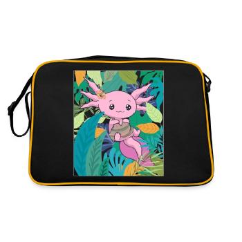 Coconut Girl Aesthetic Kawaii Axolotl - Retro Tasche - Schwarz/Gold - Hinten
