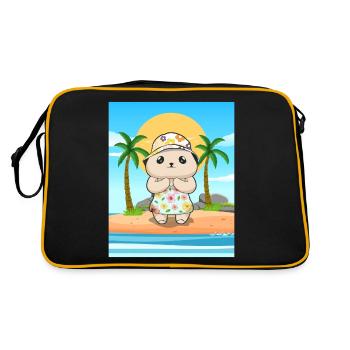 Coconut Girl Aesthetic Kawaii Bear Summer Beach - Retro Tasche - Schwarz/Gold - Hinten