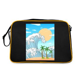 Coconut Girl Aesthetic Great Wave Off Kanagawa - Retro Tasche - Schwarz/Gold - Hinten