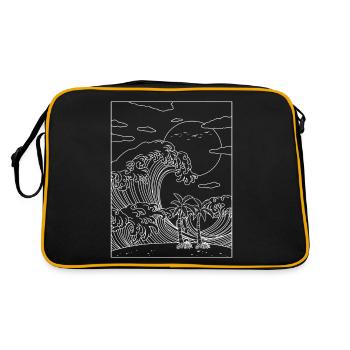 Coconut Girl Aesthetic Kanagawa Wave Summer Beach - Retro Tasche - Schwarz/Gold - Hinten