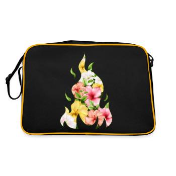 Coconut Girl Aesthetic Hibiscus Flame - Retro Tasche - Schwarz/Gold - Hinten