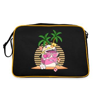 Coconut Girl Aesthetic Strawberry Milk - Retro Tasche - Schwarz/Gold - Hinten