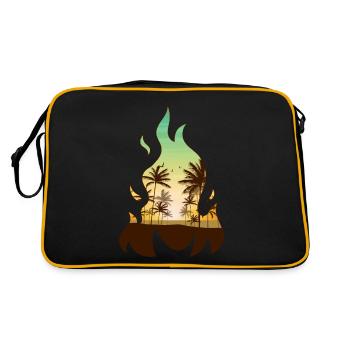 Coconut Girl Aesthetic Tropical Summer Beach Flame - Retro Tasche - Schwarz/Gold - Hinten