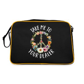 Hippie Peace Sign Peace Flowers Flower Child - Sac Retro - noir/or - Dos