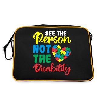 autism awareness see the person not the disability - Retro Bag - black/gold - Back