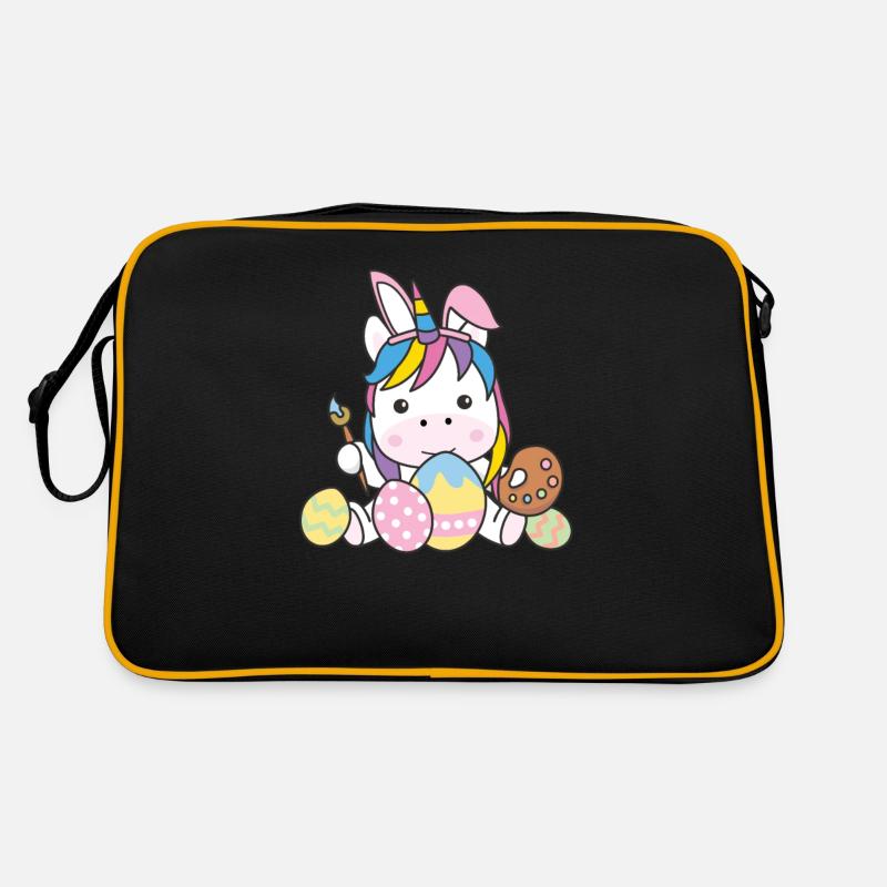 happy easter süßes Einhorn Ostern mit Ostereiern Retro Tasche