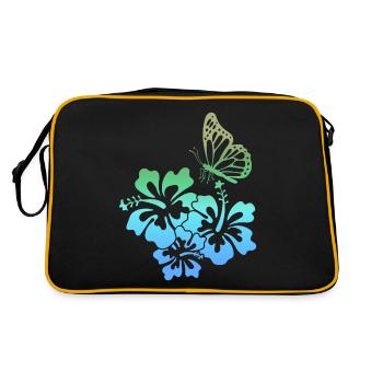 Coconut Girl Aesthetic Hibiscus Butterfly - Retro Tasche - Schwarz/Gold - Hinten
