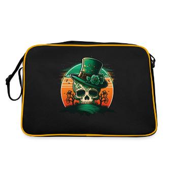 Sunset Sugar Skull Wearing A Hat St Patrick"s Day - Retro Bag - black/gold - Back