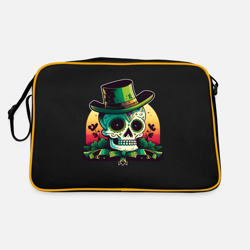Sunset Sugar Skull Wearing A Hat St Patrick"s Day Retro Bag