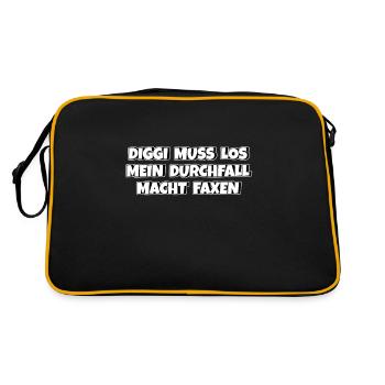 Diggi muss los mein Durchfall macht Faxen - Retro Tasche - Schwarz/Gold - Hinten