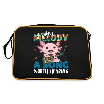 autism awareness month puzzel musik axolotl - Retro Tasche - Schwarz/Gold - Hinten