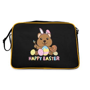 joyeuses Pâques douces quokka de Pâques avec œufs de Pâques - Sac Retro - noir/or - Dos