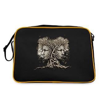 Visages d’arbres avec des feuilles soufflant fraîchement amoureux de la nature - Sac Retro - noir/or - Dos