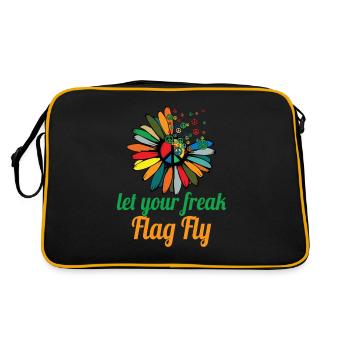 Hippie Peace Sign Peace Flowers Flower Child - Sac Retro - noir/or - Dos