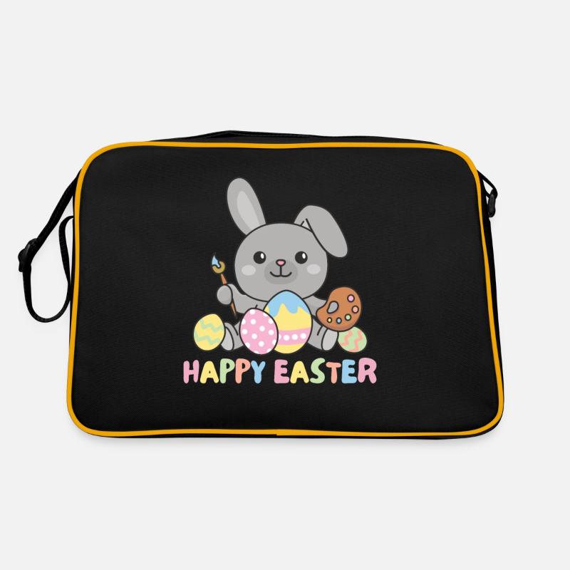 happy easter süßes Hase Ostern mit Ostereiern Retro Tasche