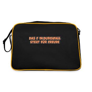 Das F in Durchfall steht für Freude - Retro Tasche - Schwarz/Gold - Hinten