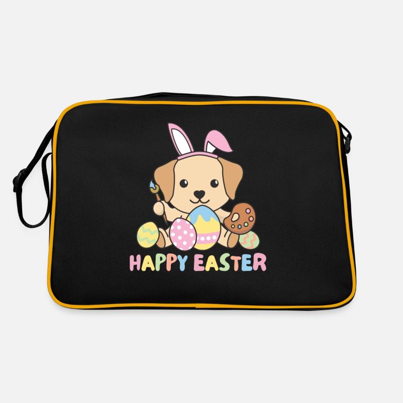 happy easter süßes Labrador Ostern mit Ostereiern Retro Tasche