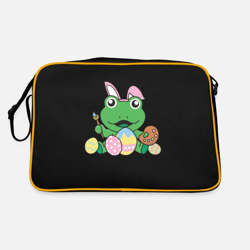happy easter sweet frog Easter with Easter eggs - Retro Bag - black/gold