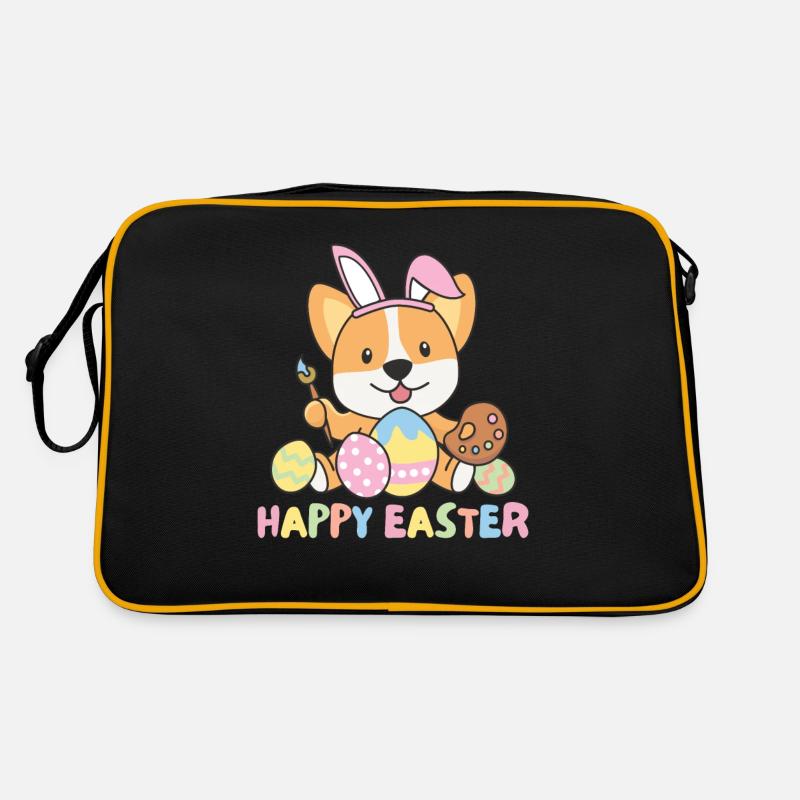 happy easter süßes Corgi Ostern mit Ostereiern Retro Tasche