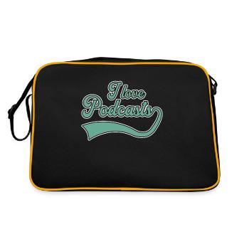 Ich liebe Podcasts - Retro Tasche - Schwarz/Gold - Hinten