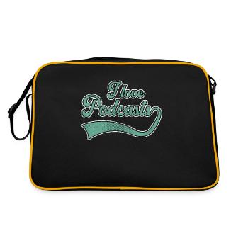 Ich liebe Podcasts - Retro Tasche - Schwarz/Gold - Hinten