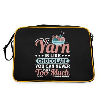 Handarbeit Stricken lustiger Strick Spruch - Retro Tasche - Schwarz/Gold - Hinten