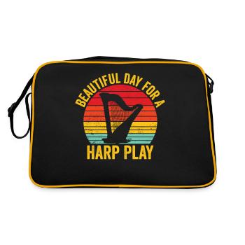 Harfenspieler Harfenist Retro - Retro Tasche - Schwarz/Gold - Hinten