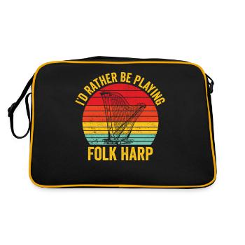 Harfenspieler Harfenist Retro - Retro Tasche - Schwarz/Gold - Hinten