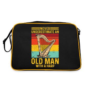 Harfenspieler Harfenist Retro - Retro Tasche - Schwarz/Gold - Hinten