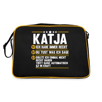 Katja - Retro Tasche - Schwarz/Gold - Hinten