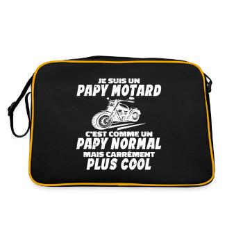 Papy Motard C'est Comme Papy Normal Mais Plus Cool - Sac Retro - noir/or - Dos