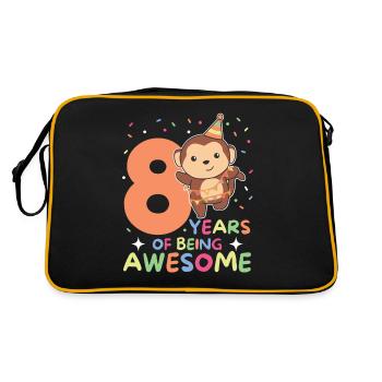 Monkey for 8th birthday children eight years old - Retro Bag - black/gold - Back