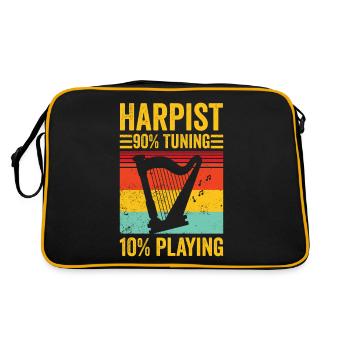 Harfenspieler Harfenist Retro - Retro Tasche - Schwarz/Gold - Hinten