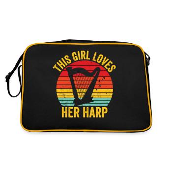 Harfenspieler Harfenist Retro - Retro Tasche - Schwarz/Gold - Hinten