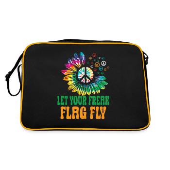 Hippie Peace Sign Peace Flowers Flower Child - Sac Retro - noir/or - Dos
