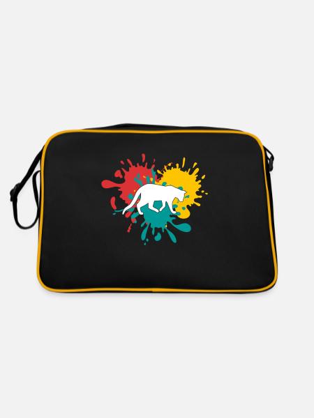 Katze - Retro Tasche - Schwarz/Gold