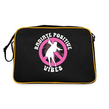 Hippie Peace Sign Peace Flowers Flower Child - Sac Retro - noir/or - Dos