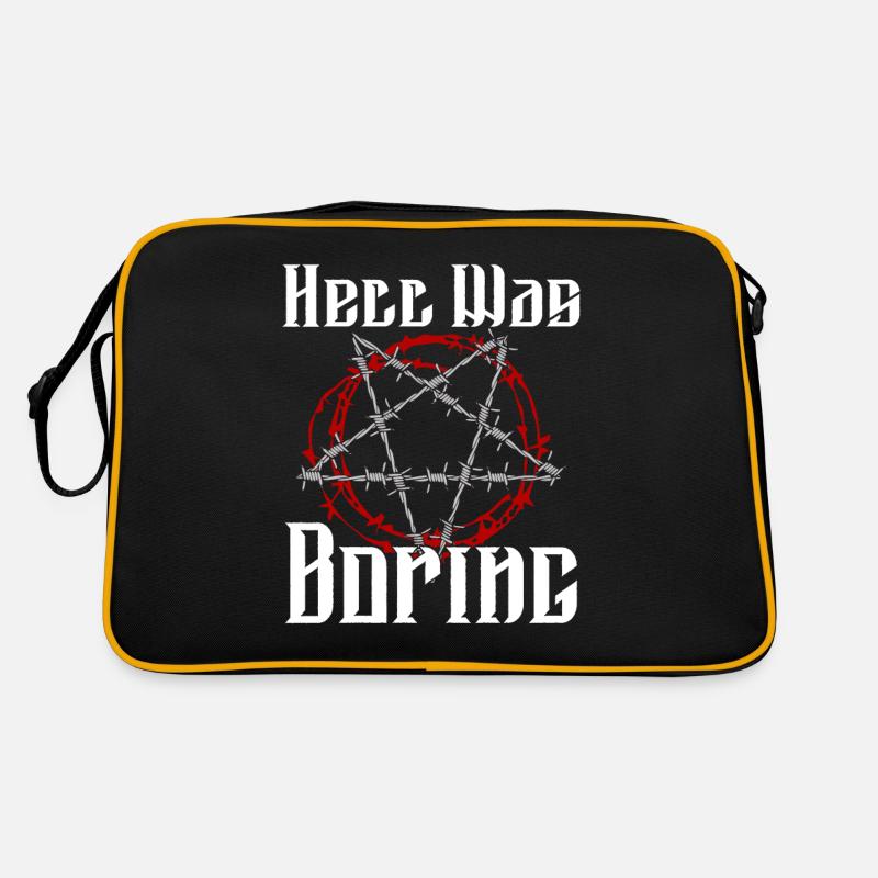 Satan Beelzebub Teufel Gothic Pentagram Mystisch - Retro Tasche - Schwarz/Gold