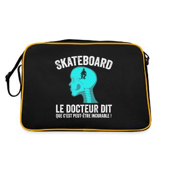 Skateboard Humour Skate Skateboarding Skating - Sac Retro - noir/or - Dos