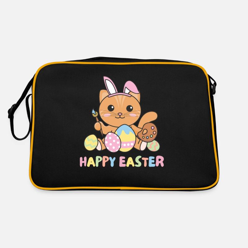 joyeuses Pâques mignon chat Pâques avec des œufs de Pâques Sac Retro