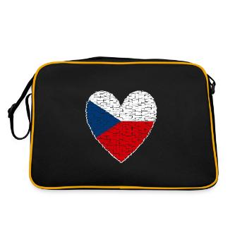 Tschechien Czechia Herz Kunstdesign Prag - Retro Tasche - Schwarz/Gold - Hinten