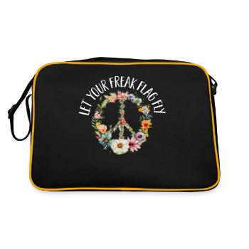 Hippie Peace Sign Peace Flowers Flower Child - Sac Retro - noir/or - Dos