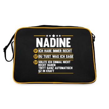 Nadine - Retro Tasche - Schwarz/Gold - Hinten