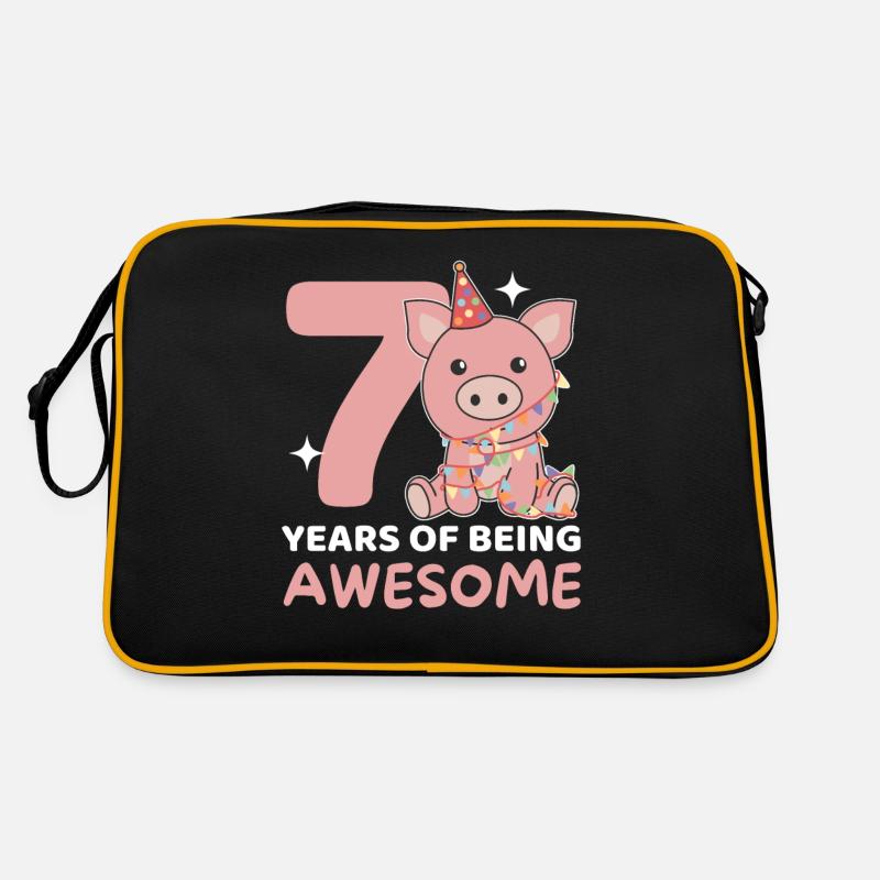 Cochon pour 7e anniversaire Enfants de sept ans Sac Retro
