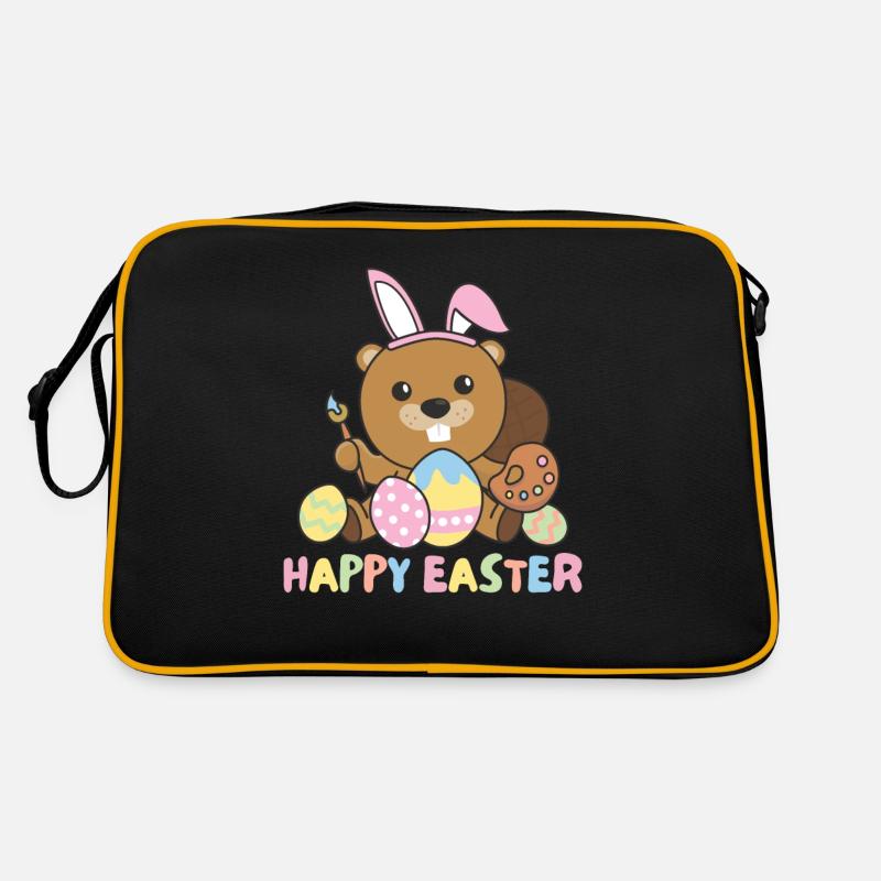 joyeuses Pâques castor doux Pâques avec œufs de Pâques Sac Retro