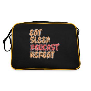 Essen Schlafen Podcast - Retro Tasche - Schwarz/Gold - Hinten