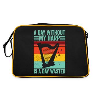 Harfenspieler Harfenist Retro - Retro Tasche - Schwarz/Gold - Hinten