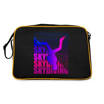 Skydive Freefly Fallschirmspringer Shirt Skydiving - Retro Tasche - Schwarz/Gold - Hinten